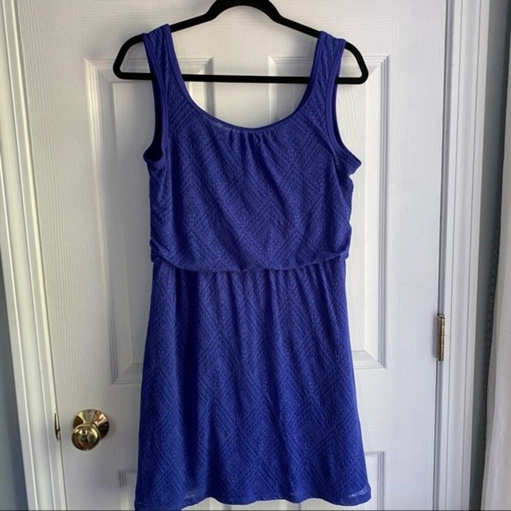 PRANA Mika Tank Dress Burnout Print - royal blue/purple, size small